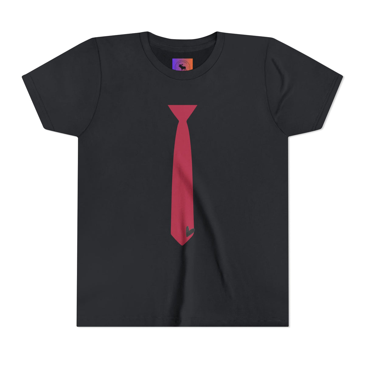 Youth Tie Graphic Tee – Red Necktie Costume Shirt for Kids with heart