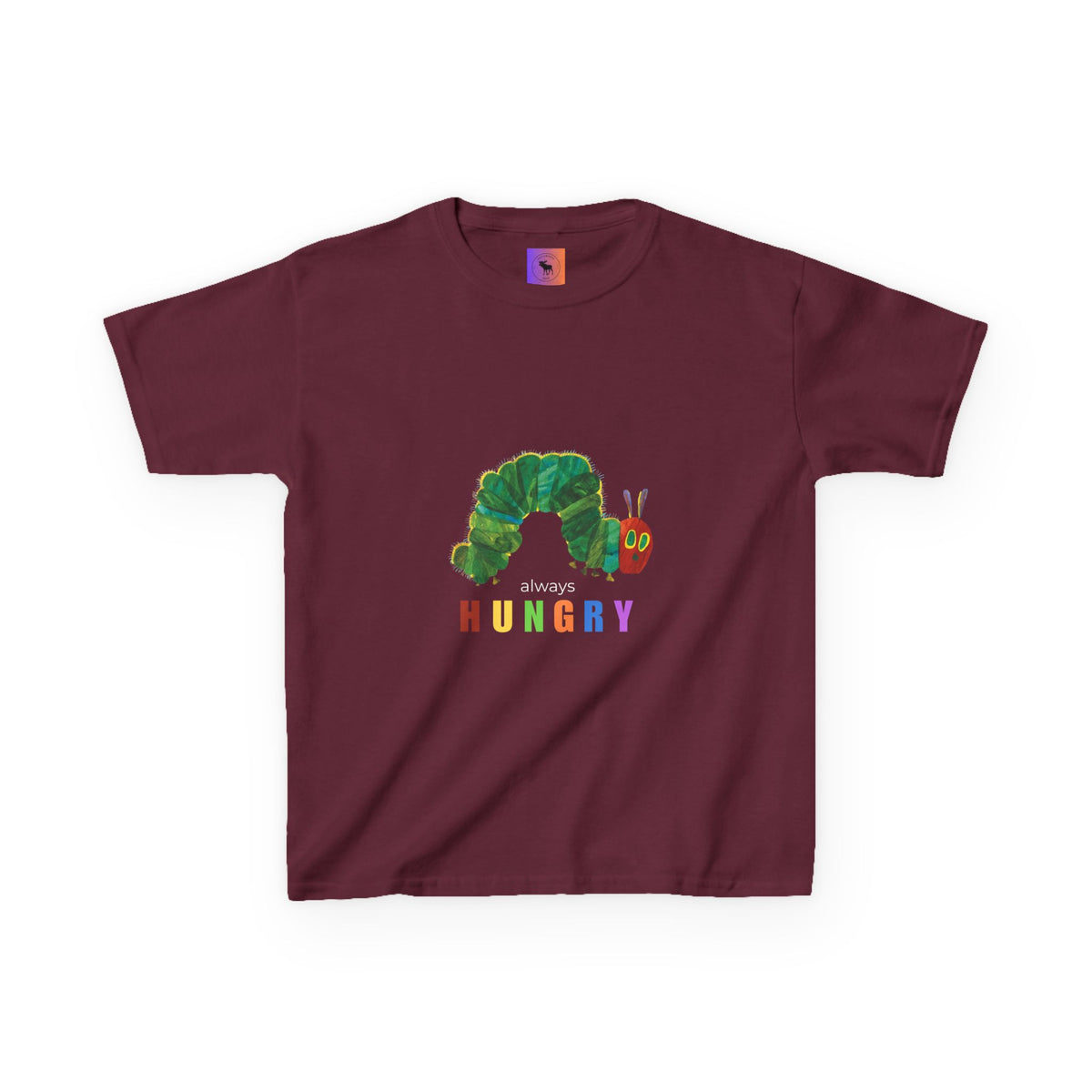 Kids Tee — "Always Hungry" Colorful Caterpillar Graphic