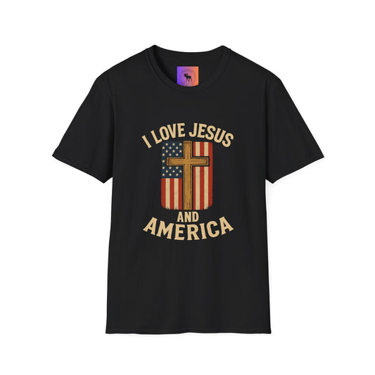 I Love Jesus and America Unisex T-Shirt, Faith Apparel, Patriotic Tee, Religious Clothing, Gifts for Christians, Fourth of July Shirt