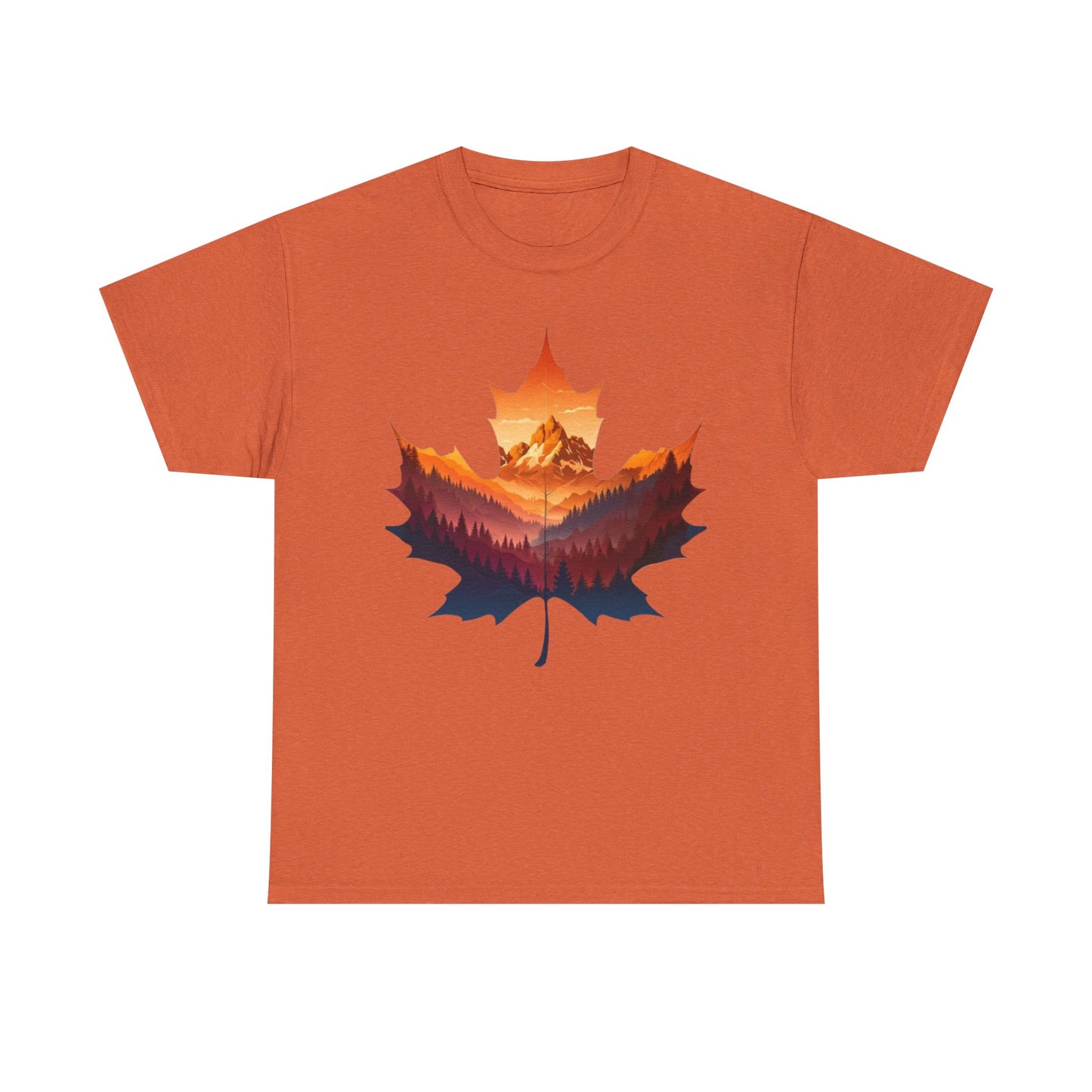 Sunset Leaf Unisex Tee, Mountain Graphic T-Shirt, Nature Lover Cotton Shirt, Outdoor Adventure Clothing, Hiking Apparel