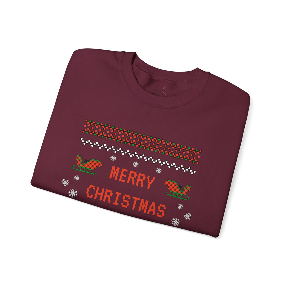Aggressive 'Merry Christmas' Ugly Sweater Crewneck — Hilarious Adult Holiday Sweatshirt