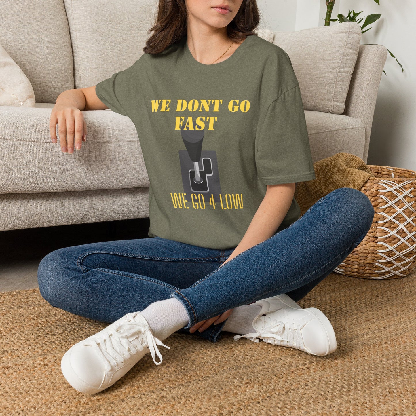 T‑Shirt — “We Don’t Go Fast” Retro Gearshift Tee