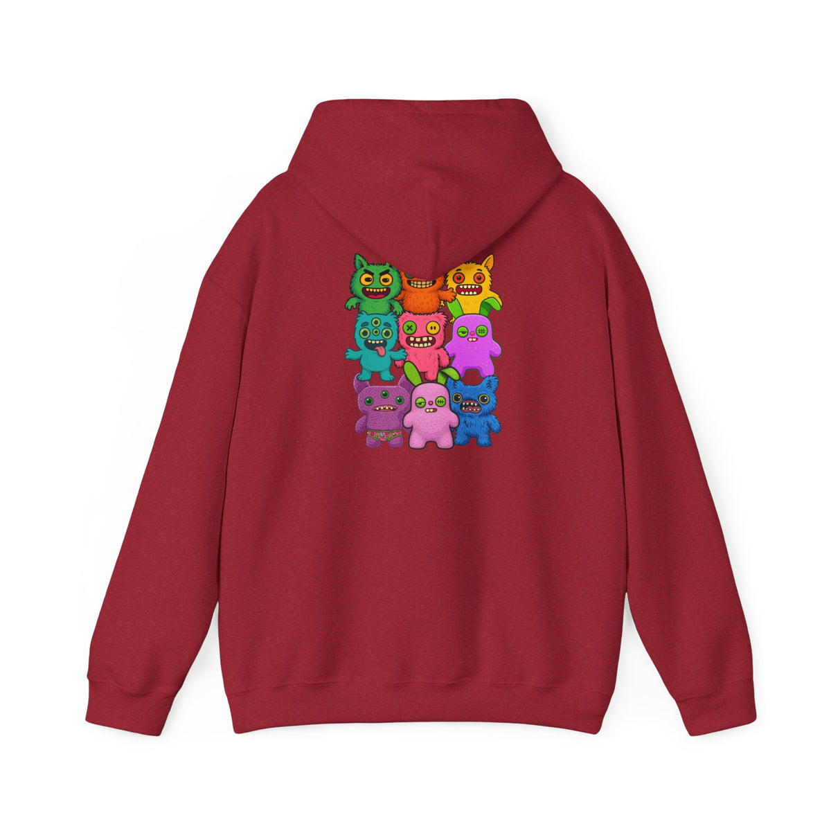 Hoodie Fugglers Colorful Cartoon Monster Crew Graphic Back Print