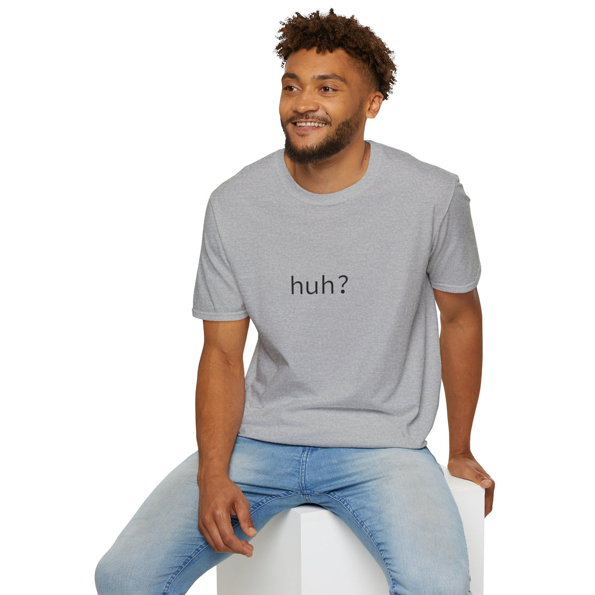 Huh? Minimalist Graphic T‑Shirt — Funny Casual Statement Tee