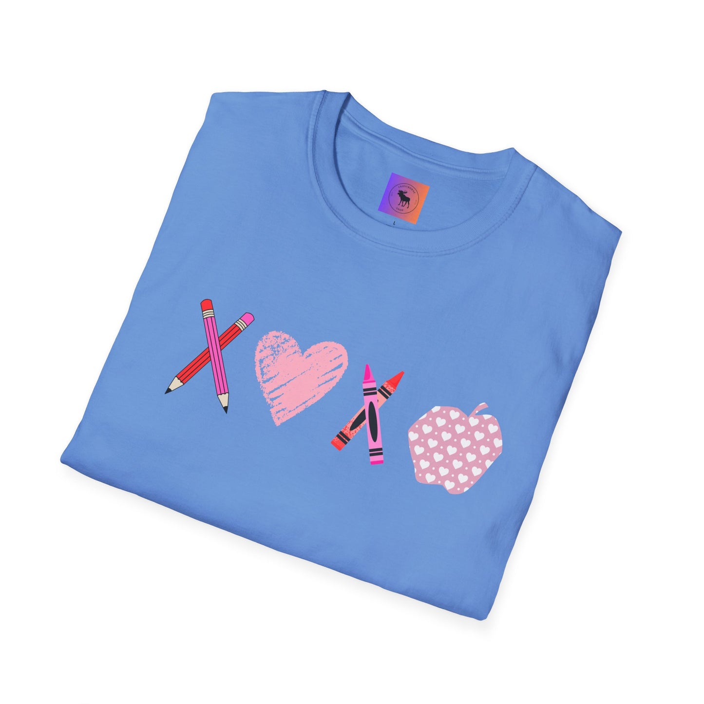Teacher Valentine T-Shirt — Pencils, Crayon Apple & XOXO