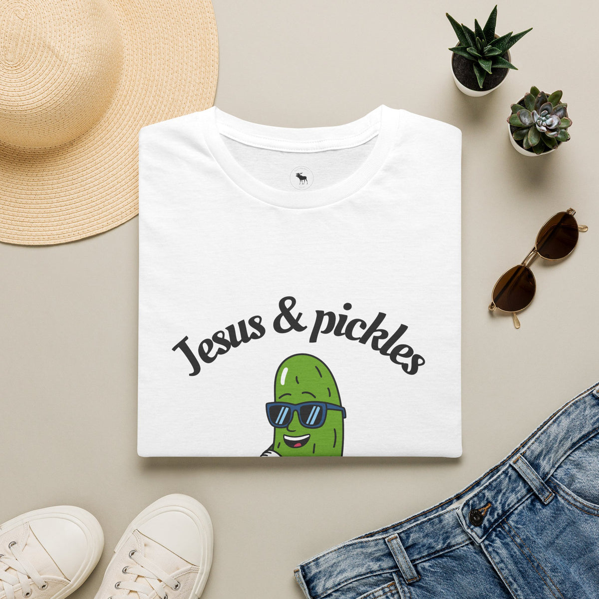Jesus & Pickles T-Shirt — “Salty & Saved” Funny Christian Graphic Tee