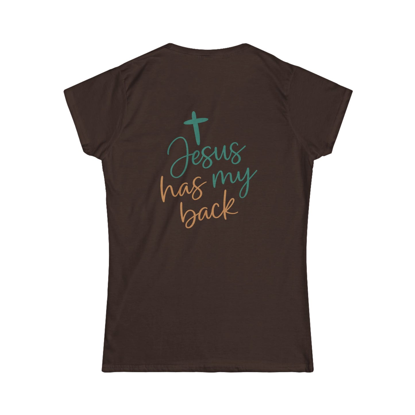 Christian Faith Women's Softstyle Tee - Inspirational Shirt - Jesus Has My Back T-Shirt - Casual, Gift for Believers, Spiritual Fashion