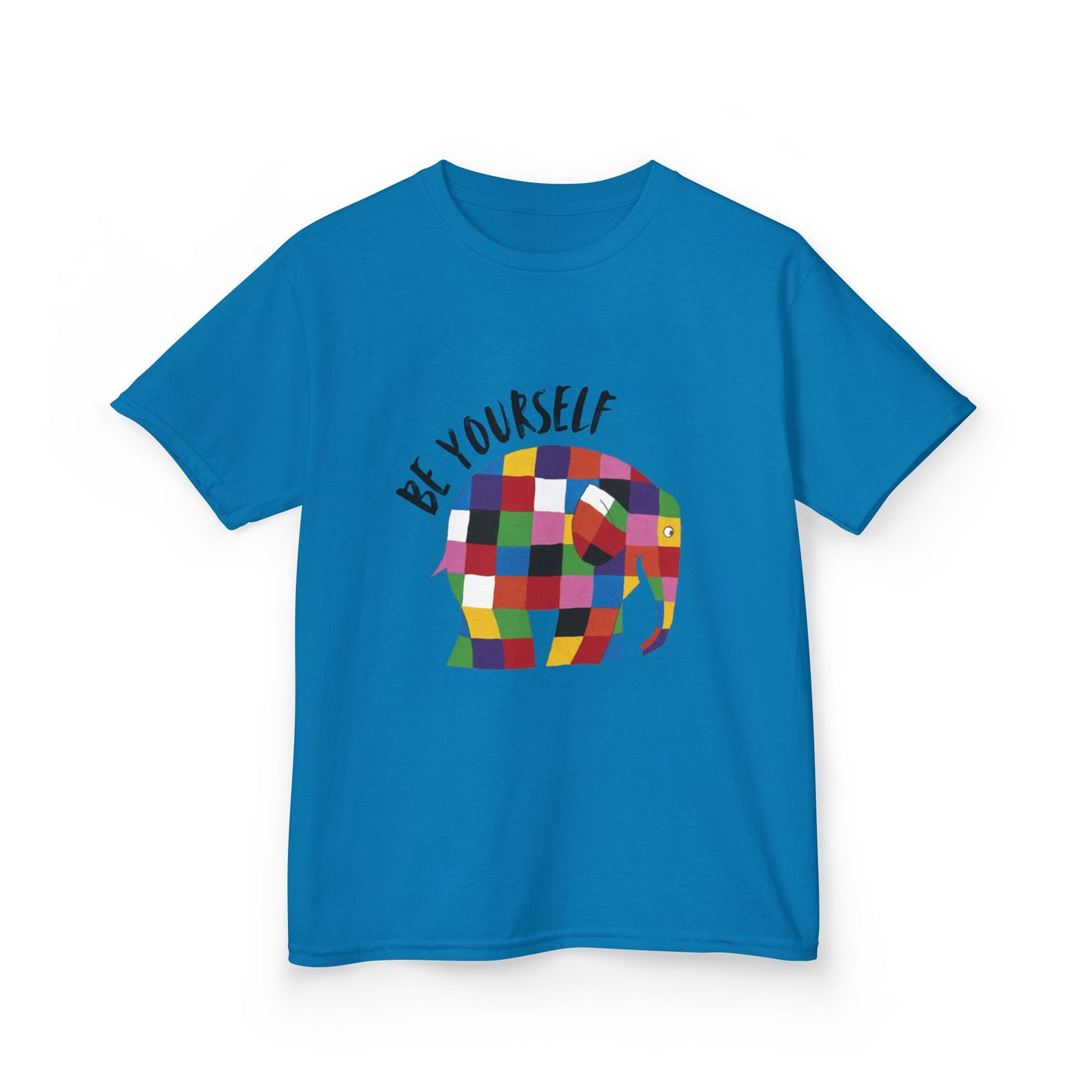 Kids Heavy Cotton™ Tee, Elmer the Patchwork Elephant T-Shirt, Children's Clothing, Cute Animal Print Top, Kids Birthday Gift, Youth