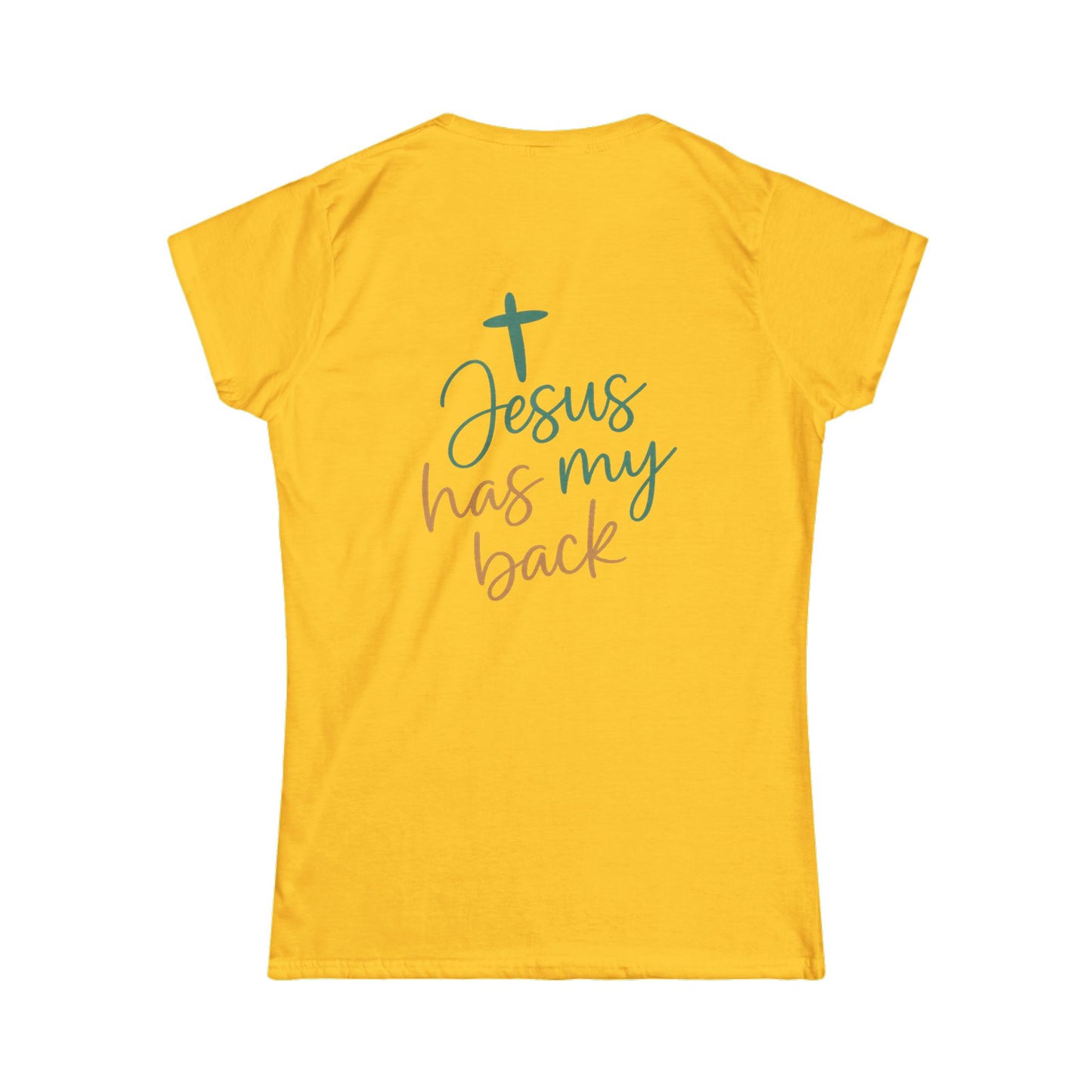 Christian Faith Women's Softstyle Tee - Inspirational Shirt - Jesus Has My Back T-Shirt - Casual, Gift for Believers, Spiritual Fashion