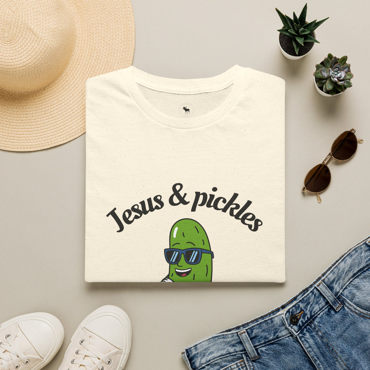 Jesus & Pickles T-Shirt — “Salty & Saved” Funny Christian Graphic Tee