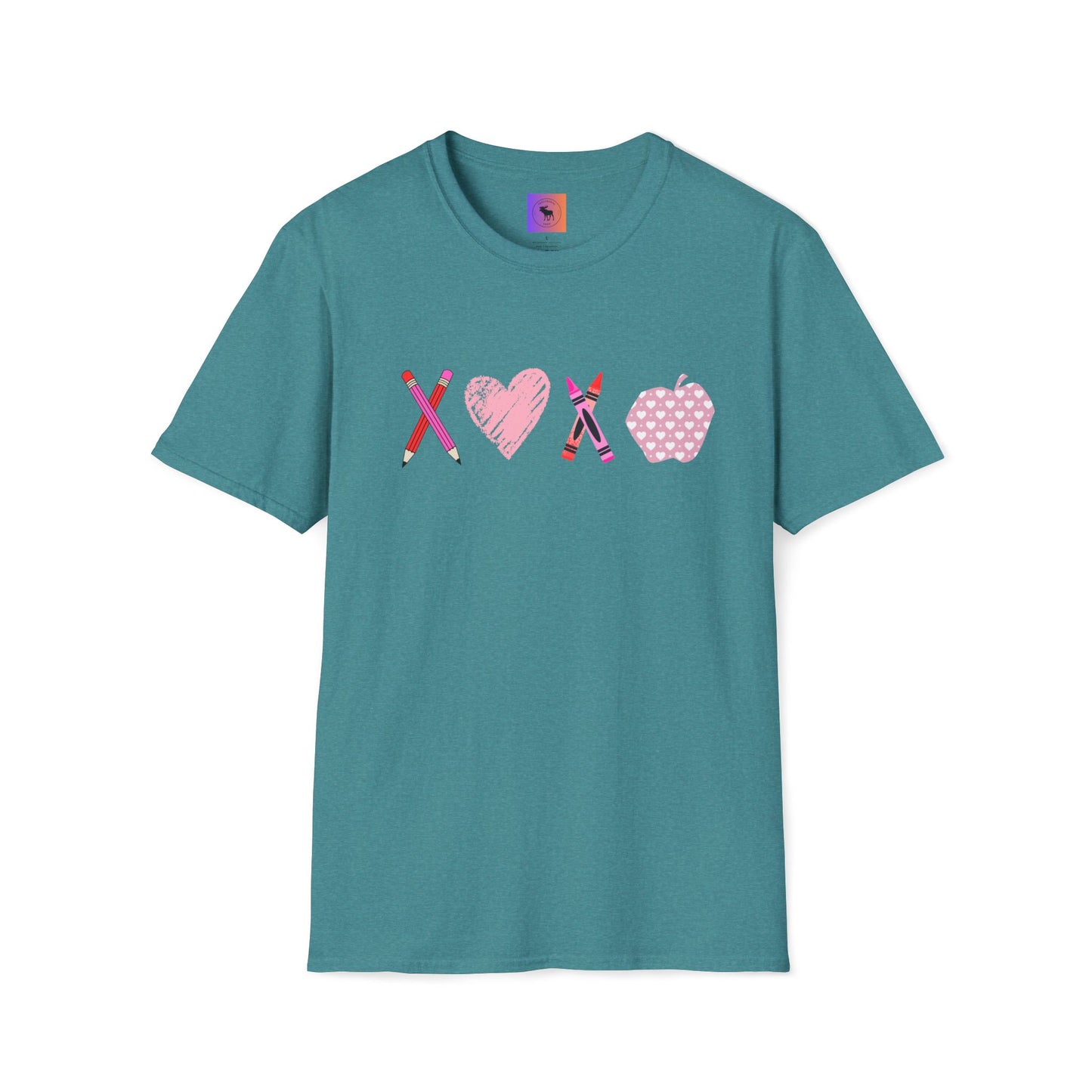 Teacher Valentine T-Shirt — Pencils, Crayon Apple & XOXO
