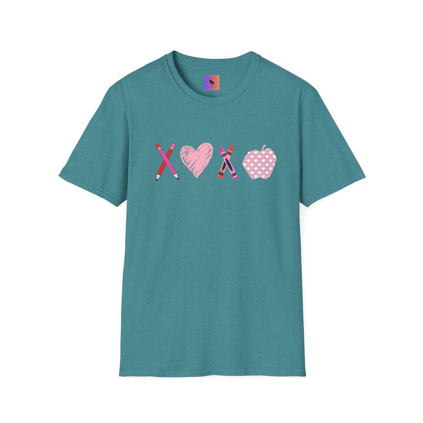Teacher Valentine T-Shirt — Pencils, Crayon Apple & XOXO
