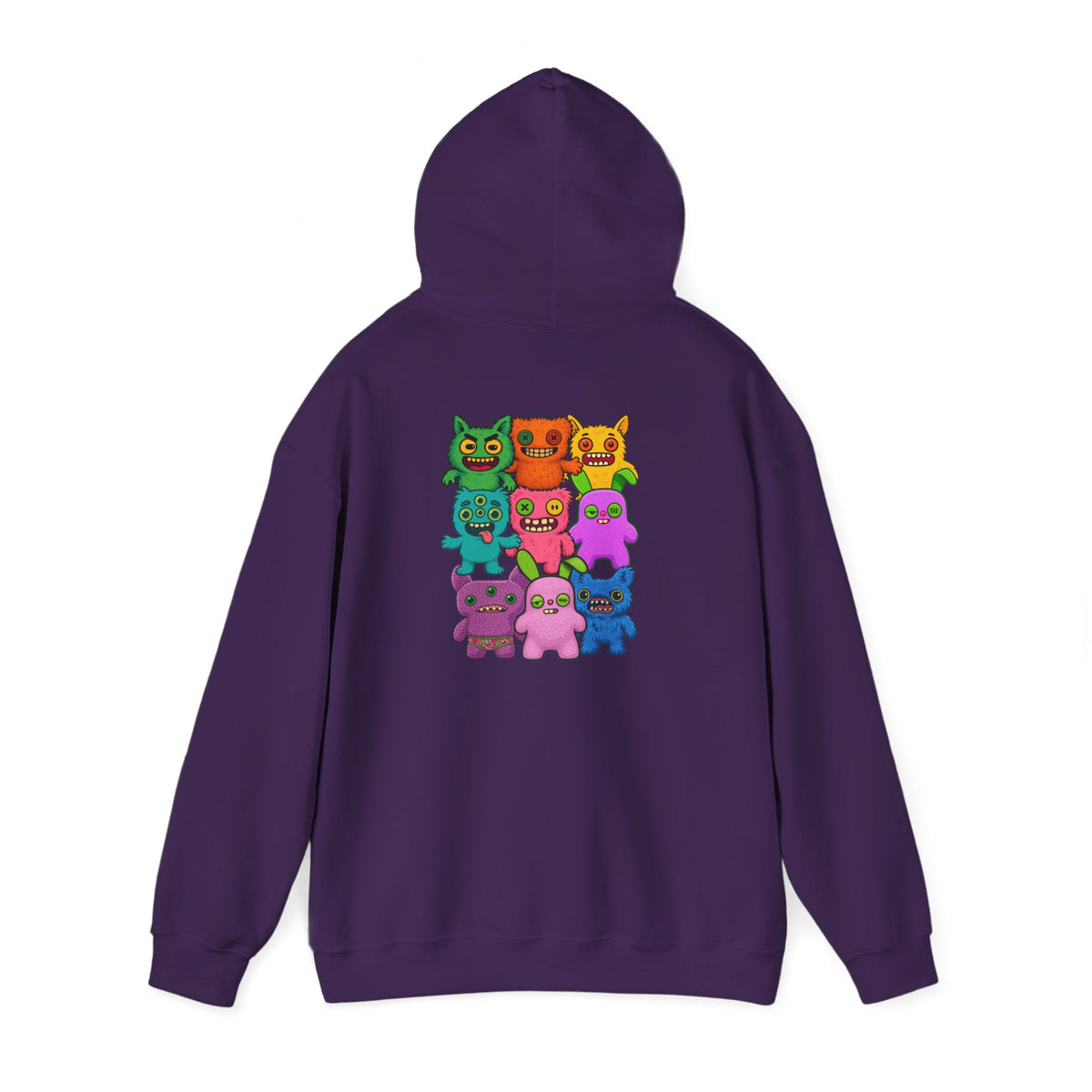 Hoodie Fugglers Colorful Cartoon Monster Crew Graphic Back Print