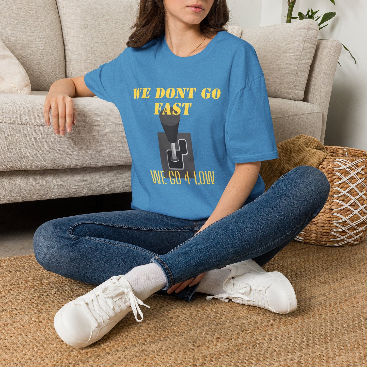 T‑Shirt — “We Don’t Go Fast” Retro Gearshift Tee