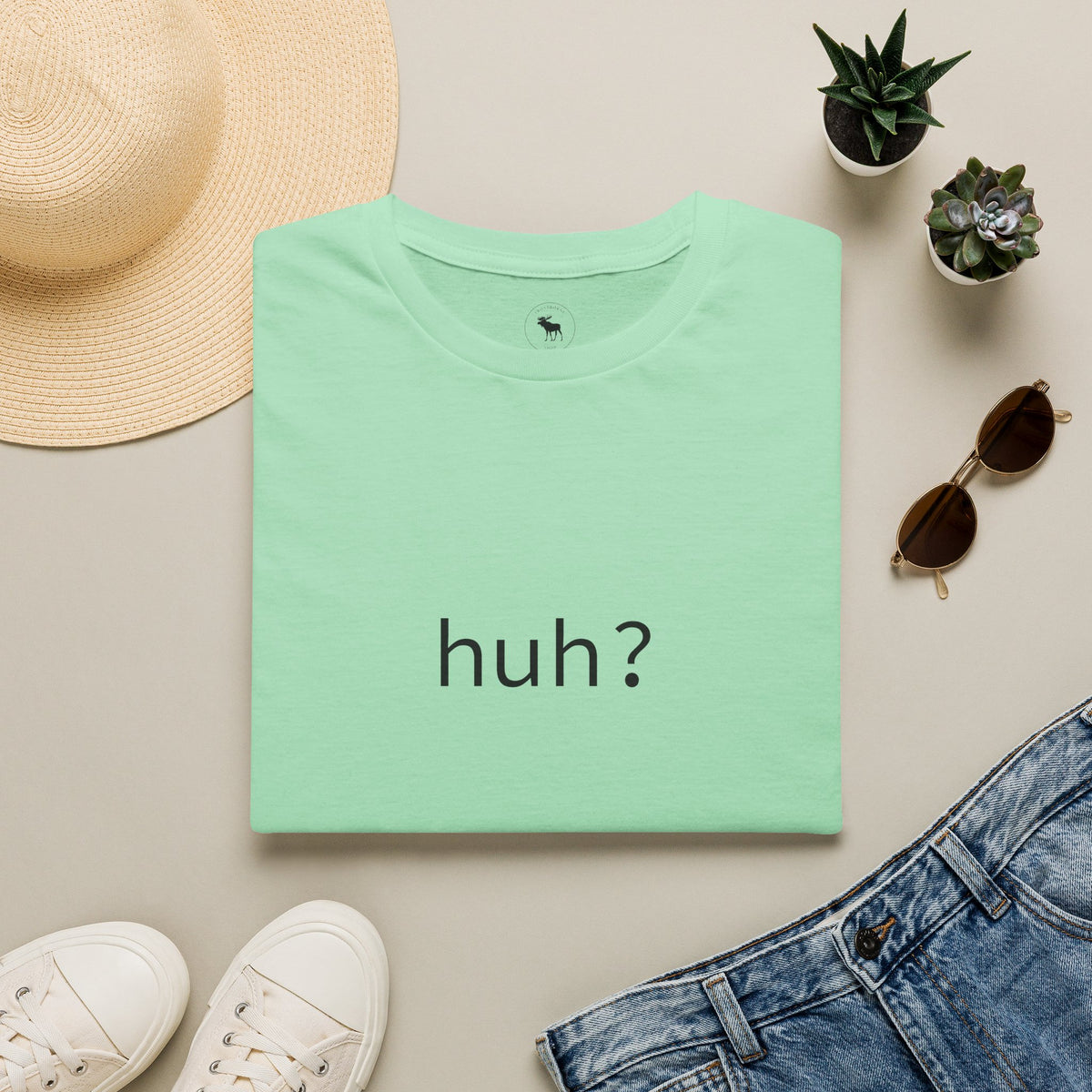 Huh? Minimalist Graphic T‑Shirt — Funny Casual Statement Tee