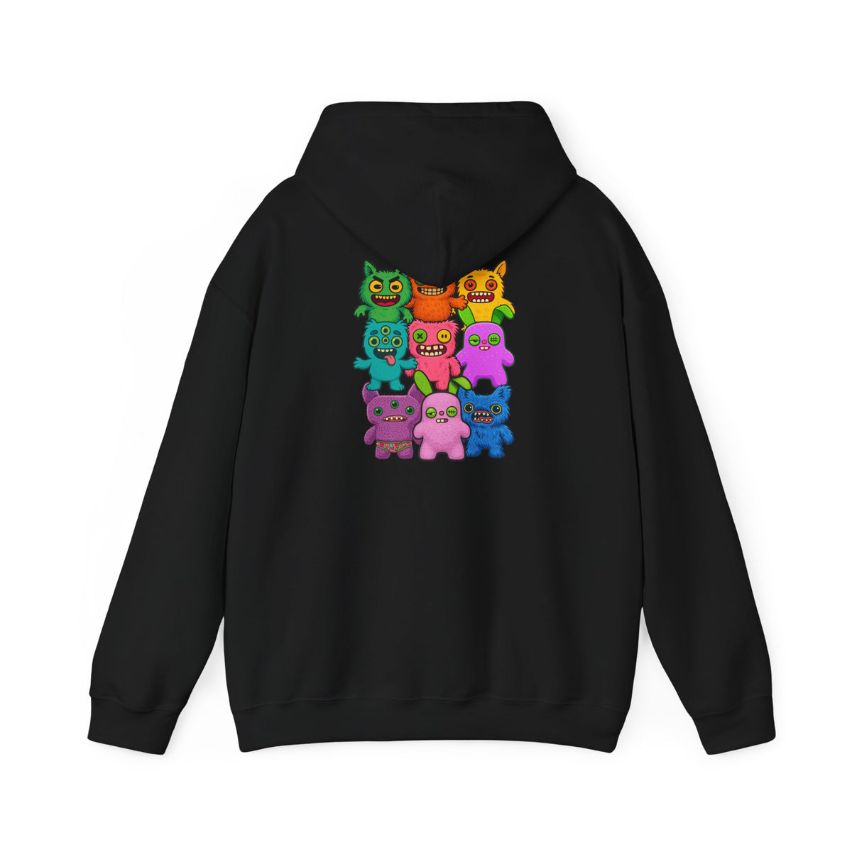 Hoodie Fugglers Colorful Cartoon Monster Crew Graphic Back Print
